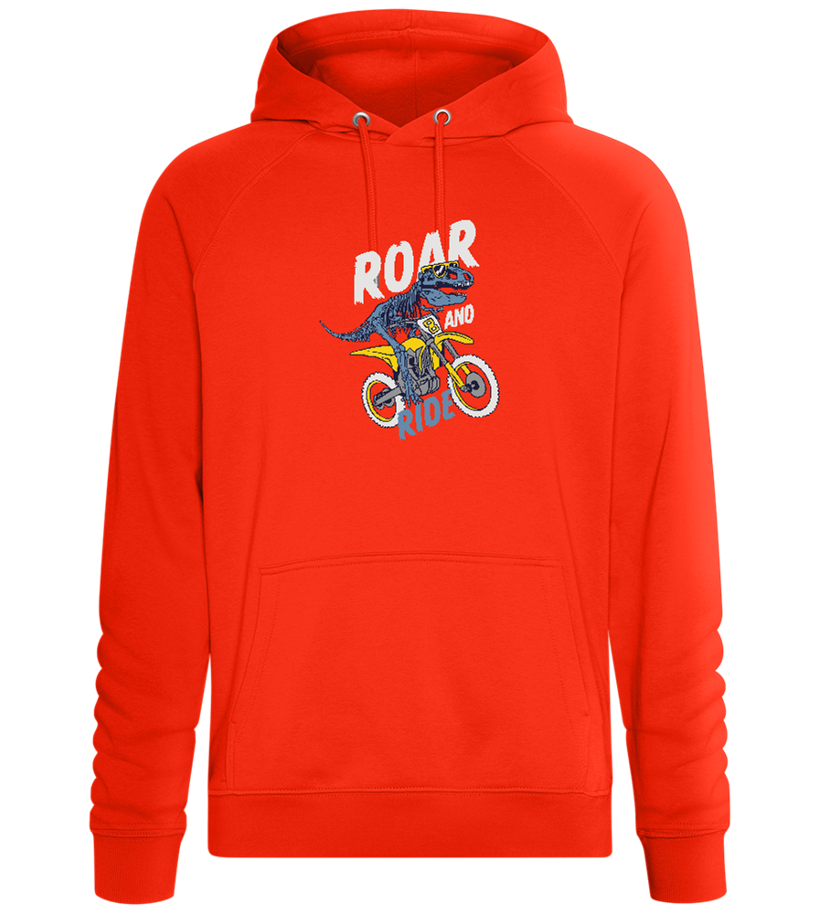 Dino Biker Design - Comfort unisex hoodie_BURNT ORANGE_front