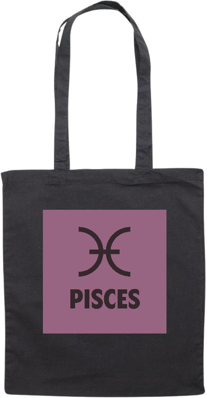 Zodiac Pisces Design - Essential colored event tote bag_BLACK_front