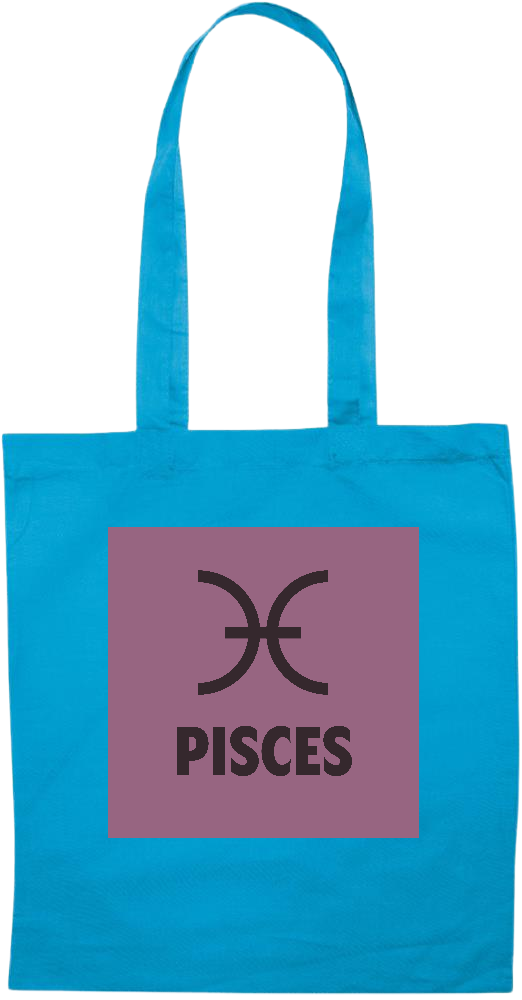 Zodiac Pisces Design - Essential colored event tote bag_TURQUOISE_front