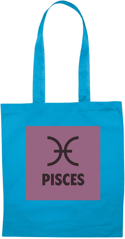 Zodiac Pisces Design - Essential colored event tote bag_TURQUOISE_front