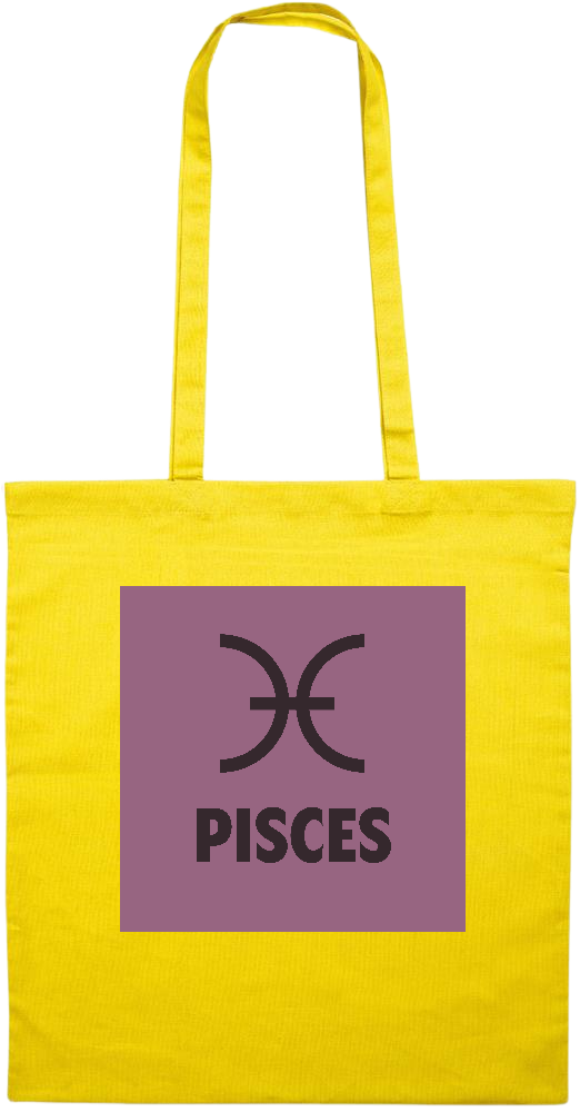 Zodiac Pisces Design - Essential colored event tote bag_YELLOW_front