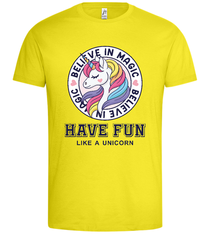 Believe in Magic Unicorn Design - Premium men's t-shirt_LEMON_front