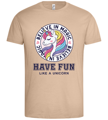 Believe in Magic Unicorn Design - Premium men's t-shirt_SAND_front