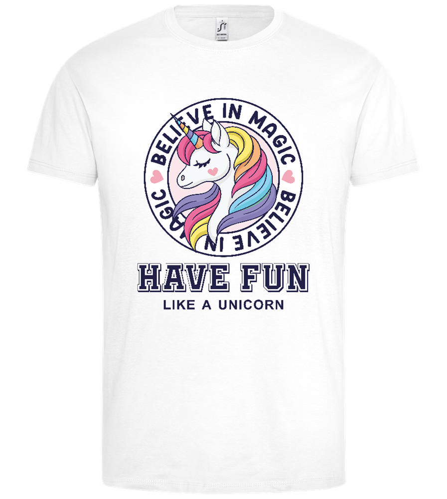 Believe in Magic Unicorn Design - Premium men's t-shirt_WHITE_front