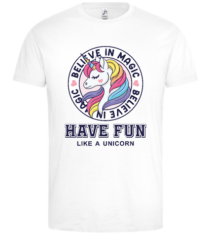 Believe in Magic Unicorn Design - Premium men's t-shirt_WHITE_front