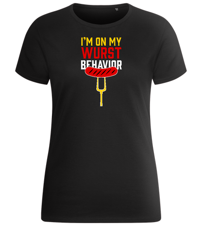 I'm On My Wurst Behaviour Design - Basic women's fitted t-shirt_DEEP BLACK_front