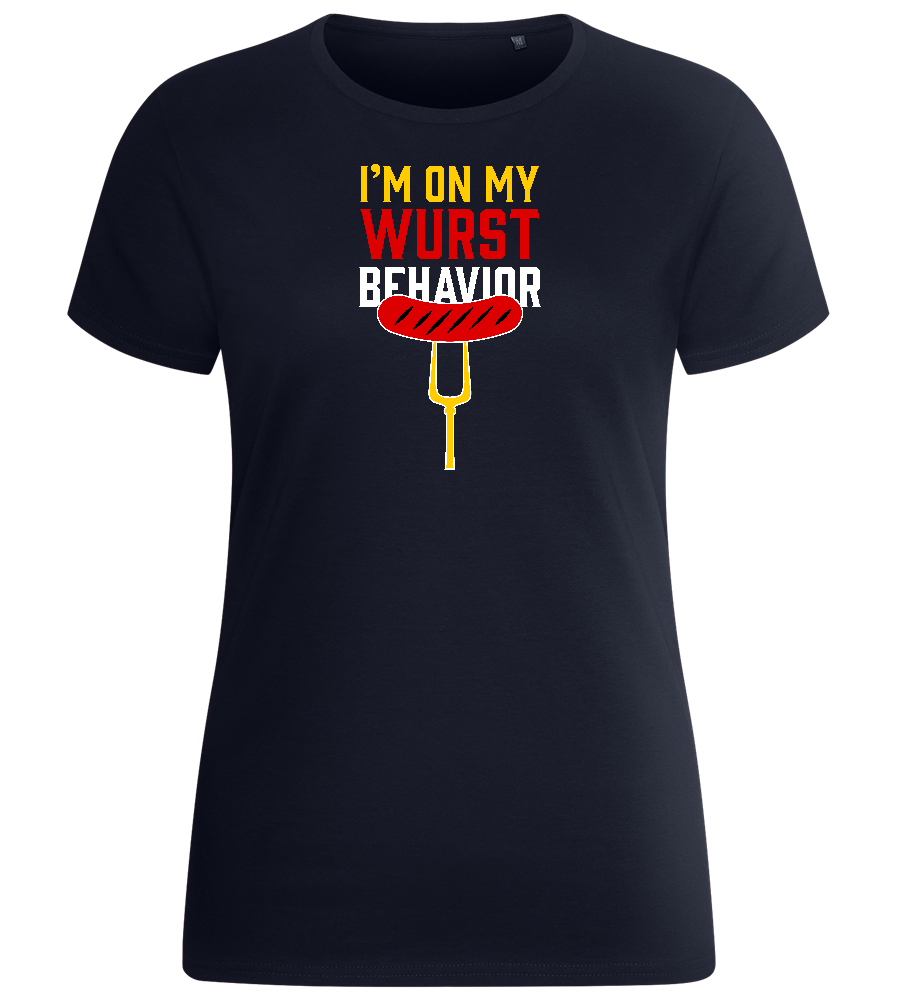 I'm On My Wurst Behaviour Design - Basic women's fitted t-shirt_FRENCH NAVY_front