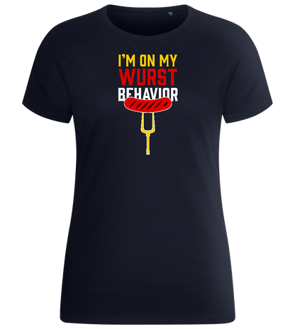 I'm On My Wurst Behaviour Design - Basic women's fitted t-shirt_FRENCH NAVY_front