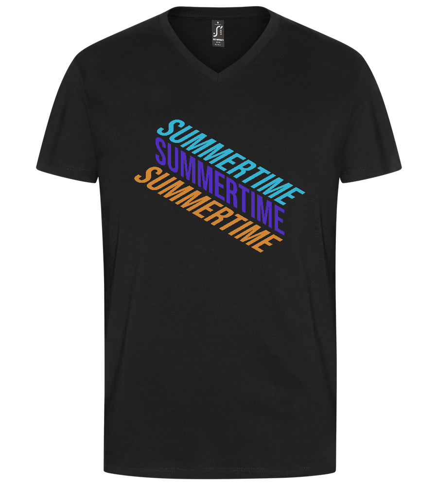 Summertime Text Design - Premium men's v-neck t-shirt_DEEP BLACK_front