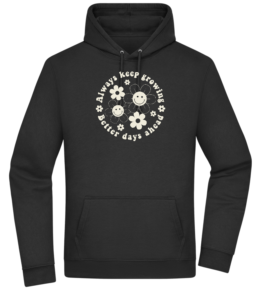 Keep Growing Smiley Design - Premium Essential Unisex Hoodie_BLACK_front