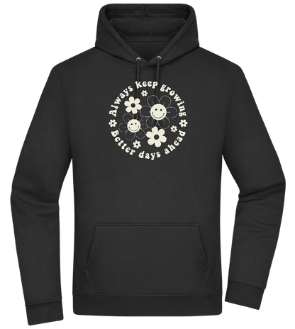 Keep Growing Smiley Design - Premium Essential Unisex Hoodie_BLACK_front