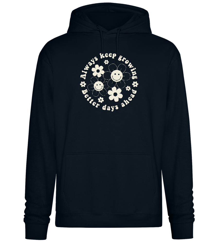 Keep Growing Smiley Design - Premium Essential Unisex Hoodie_BLACK_front