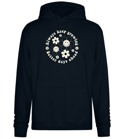 Keep Growing Smiley Design - Premium Essential Unisex Hoodie_BLACK_front