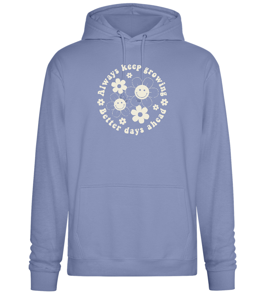 Keep Growing Smiley Design - Premium Essential Unisex Hoodie_BLUE_front