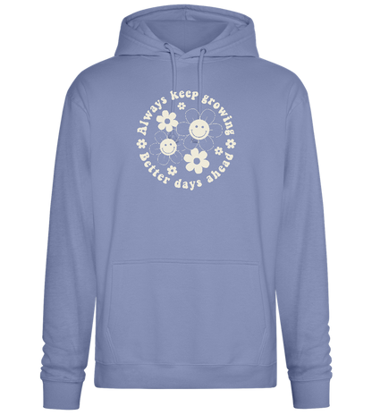 Keep Growing Smiley Design - Premium Essential Unisex Hoodie_BLUE_front