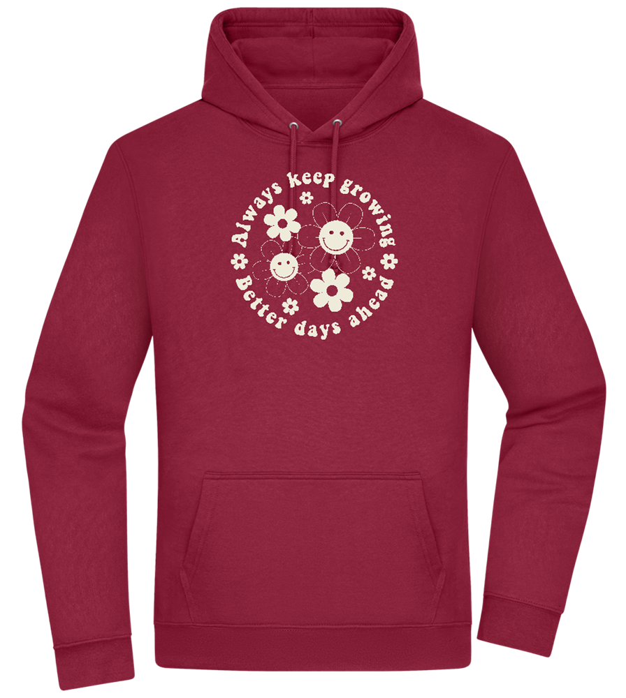 Keep Growing Smiley Design - Premium Essential Unisex Hoodie_BORDEAUX_front