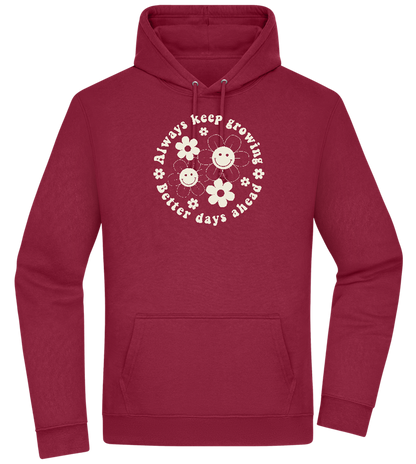 Keep Growing Smiley Design - Premium Essential Unisex Hoodie_BORDEAUX_front