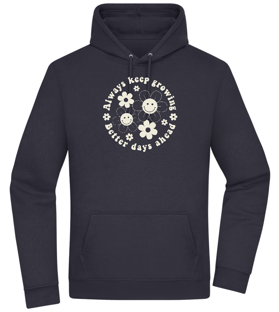 Keep Growing Smiley Design - Premium Essential Unisex Hoodie_FRENCH NAVY_front