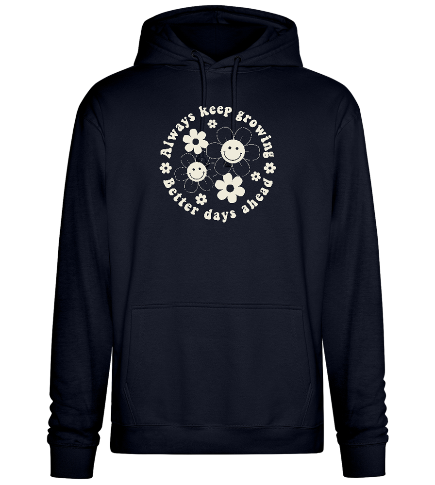 Keep Growing Smiley Design - Premium Essential Unisex Hoodie_FRENCH NAVY_front