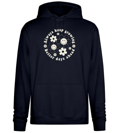 Keep Growing Smiley Design - Premium Essential Unisex Hoodie_FRENCH NAVY_front