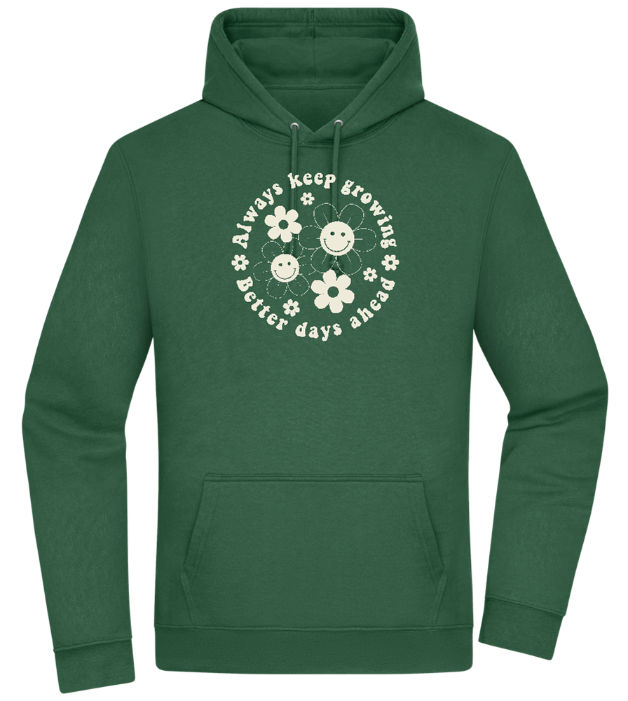 Keep Growing Smiley Design - Premium Essential Unisex Hoodie_GREEN BOTTLE_front