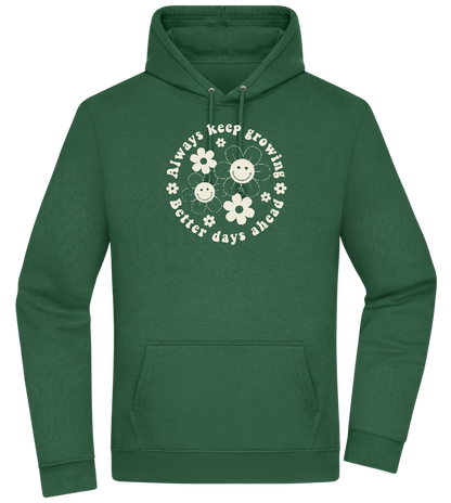 Keep Growing Smiley Design - Premium Essential Unisex Hoodie_GREEN BOTTLE_front