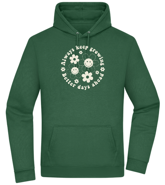 Keep Growing Smiley Design - Premium Essential Unisex Hoodie_GREEN BOTTLE_front