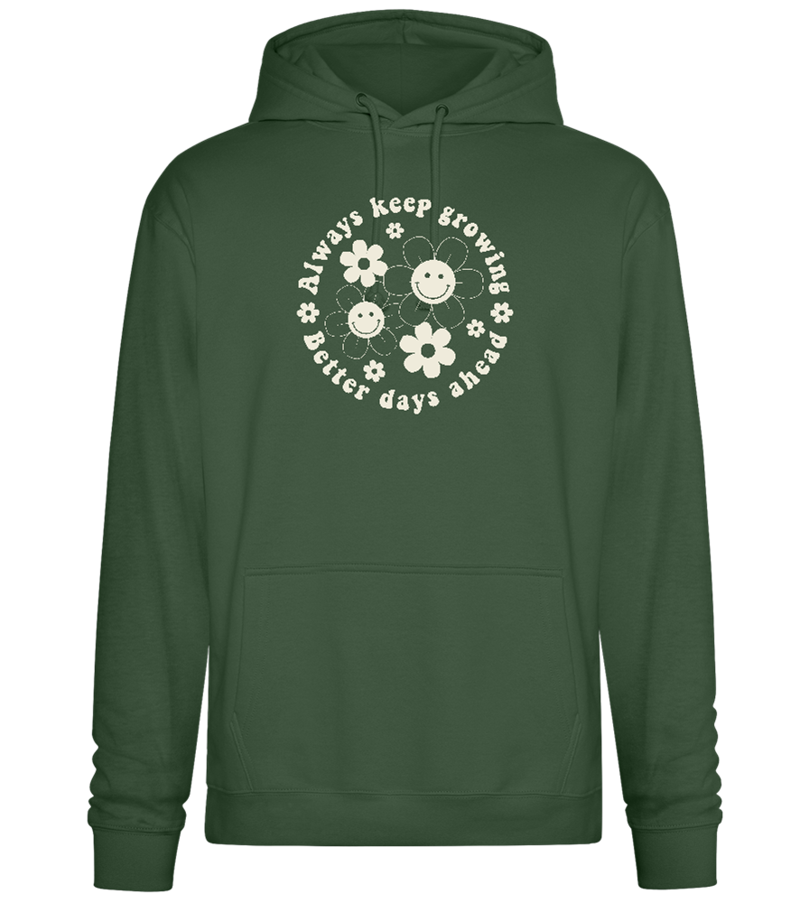 Keep Growing Smiley Design - Premium Essential Unisex Hoodie_GREEN BOTTLE_front