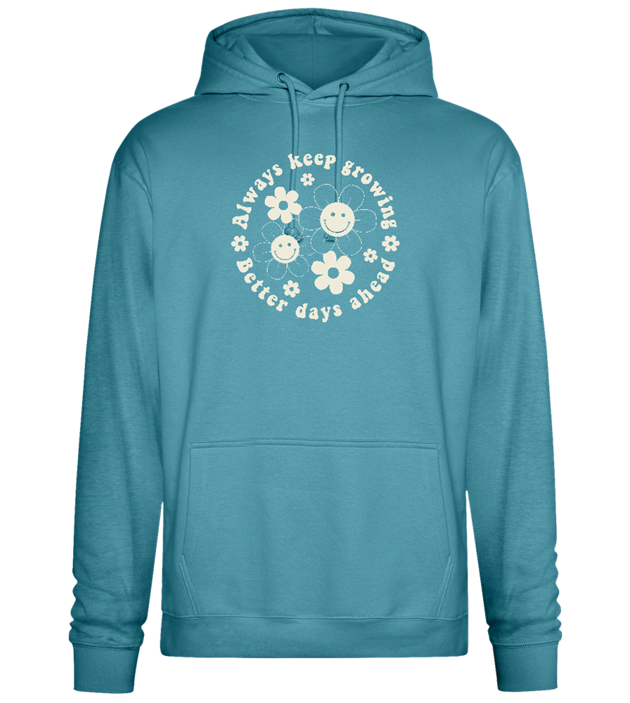 Keep Growing Smiley Design - Premium Essential Unisex Hoodie_POOL BLUE_front