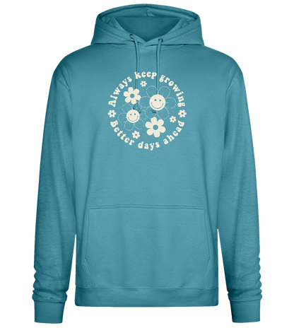 Keep Growing Smiley Design - Premium Essential Unisex Hoodie_POOL BLUE_front