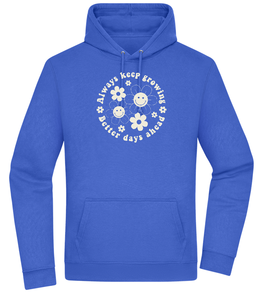 Keep Growing Smiley Design - Premium Essential Unisex Hoodie_ROYAL_front