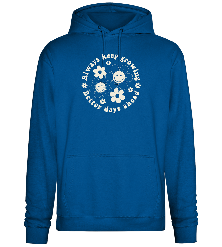 Keep Growing Smiley Design - Premium Essential Unisex Hoodie_ROYAL_front