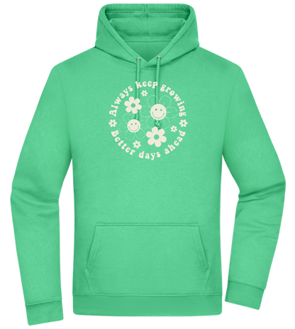 Keep Growing Smiley Design - Premium Essential Unisex Hoodie_SPRING GREEN_front