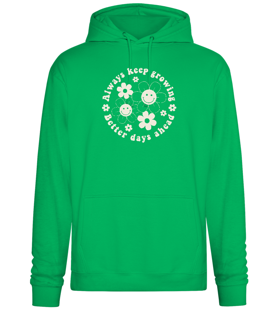 Keep Growing Smiley Design - Premium Essential Unisex Hoodie_SPRING GREEN_front