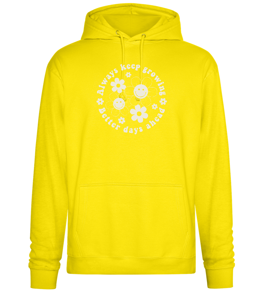 Keep Growing Smiley Design - Premium Essential Unisex Hoodie_YELLOW_front