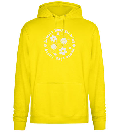 Keep Growing Smiley Design - Premium Essential Unisex Hoodie_YELLOW_front