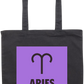 Zodiac Aries Design - Premium colored cotton tote bag_BLACK_front