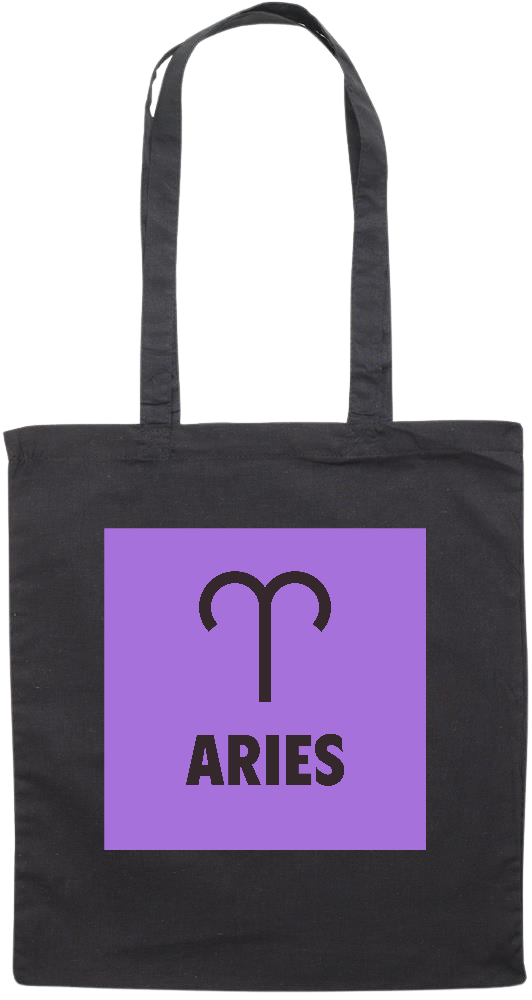 Zodiac Aries Design - Premium colored cotton tote bag_BLACK_front