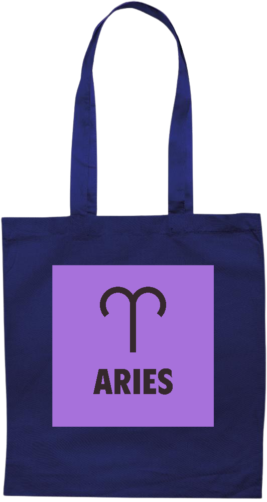 Zodiac Aries Design - Premium colored cotton tote bag_BLUE_front