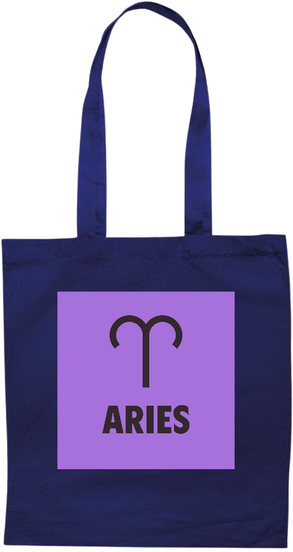 Zodiac Aries Design - Premium colored cotton tote bag_BLUE_front