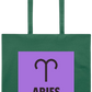 Zodiac Aries Design - Premium colored cotton tote bag_DARK GREEN_front