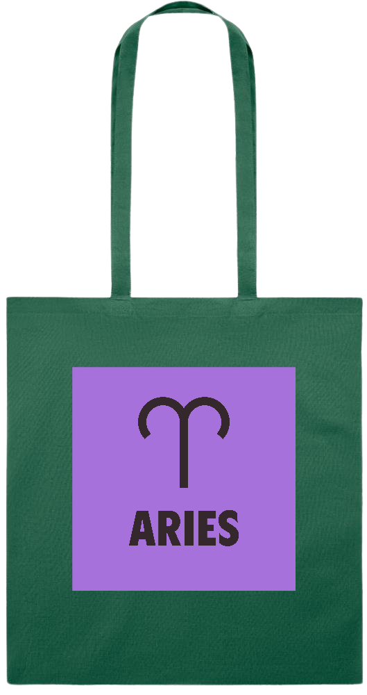 Zodiac Aries Design - Premium colored cotton tote bag_DARK GREEN_front