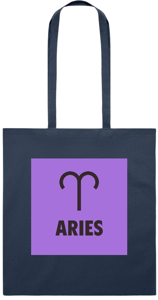 Zodiac Aries Design - Premium colored cotton tote bag_FRENCH NAVY_front