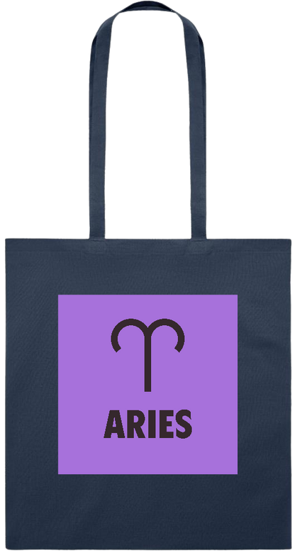 Zodiac Aries Design - Premium colored cotton tote bag_FRENCH NAVY_front