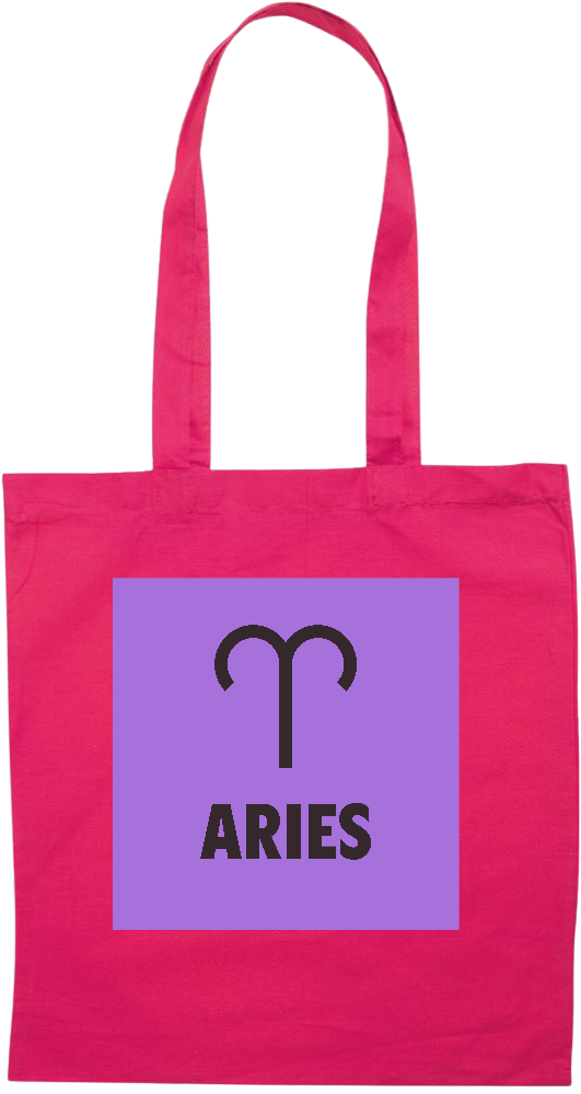 Zodiac Aries Design - Premium colored cotton tote bag_FUCHSIA_front