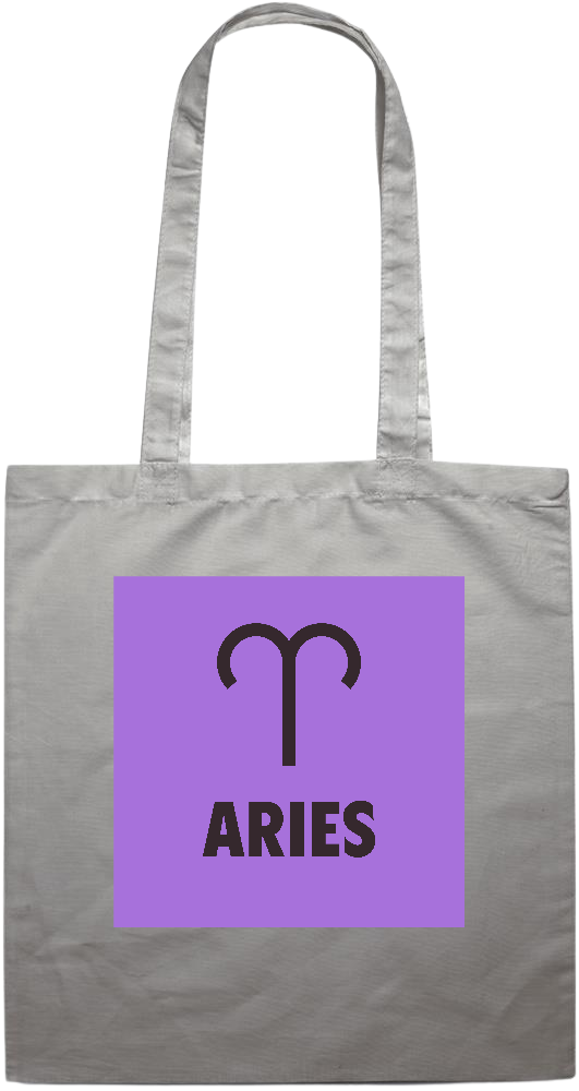 Zodiac Aries Design - Premium colored cotton tote bag_GREY_front