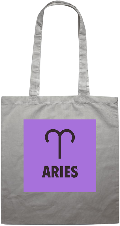 Zodiac Aries Design - Premium colored cotton tote bag_GREY_front