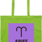 Zodiac Aries Design - Premium colored cotton tote bag_LIME_front