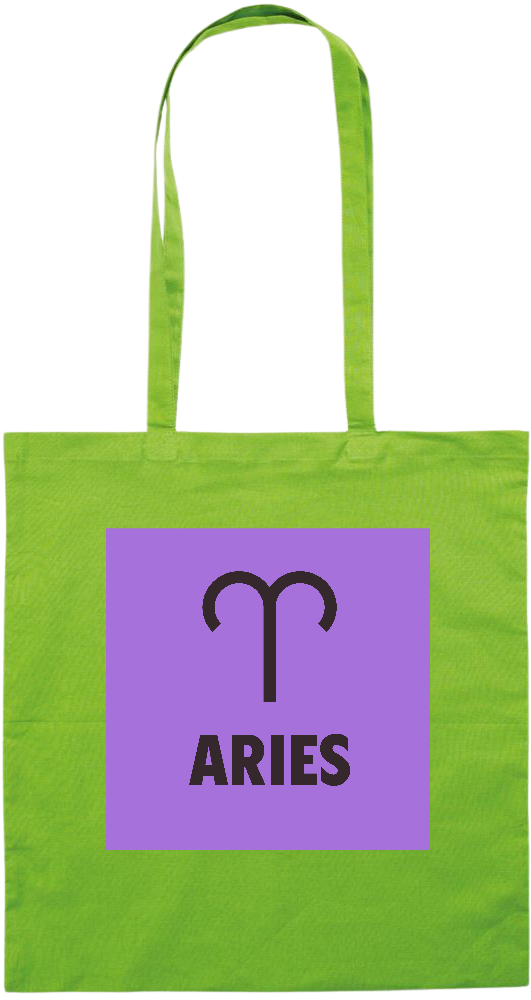 Zodiac Aries Design - Premium colored cotton tote bag_LIME_front