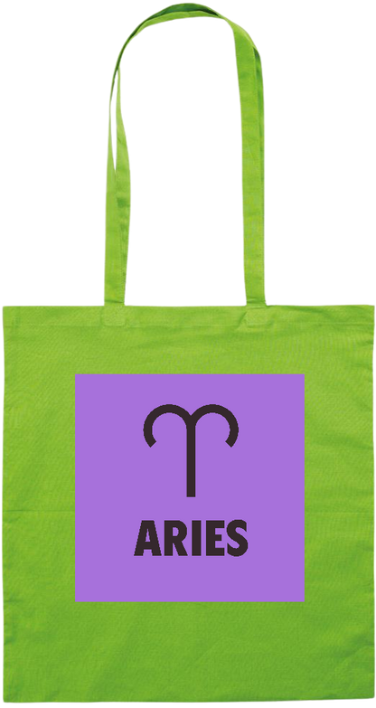 Zodiac Aries Design - Premium colored cotton tote bag_LIME_front